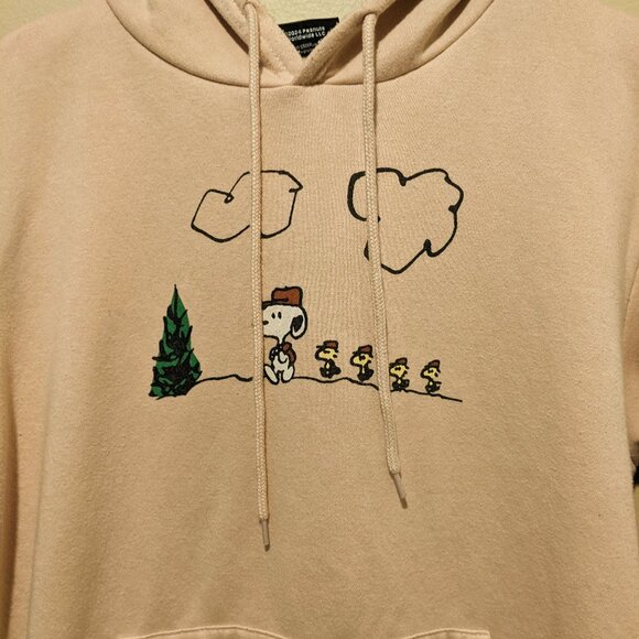 Peanuts Snoopy Beige Tan Graphic Hoodie Men Large - Picture 4 of 12